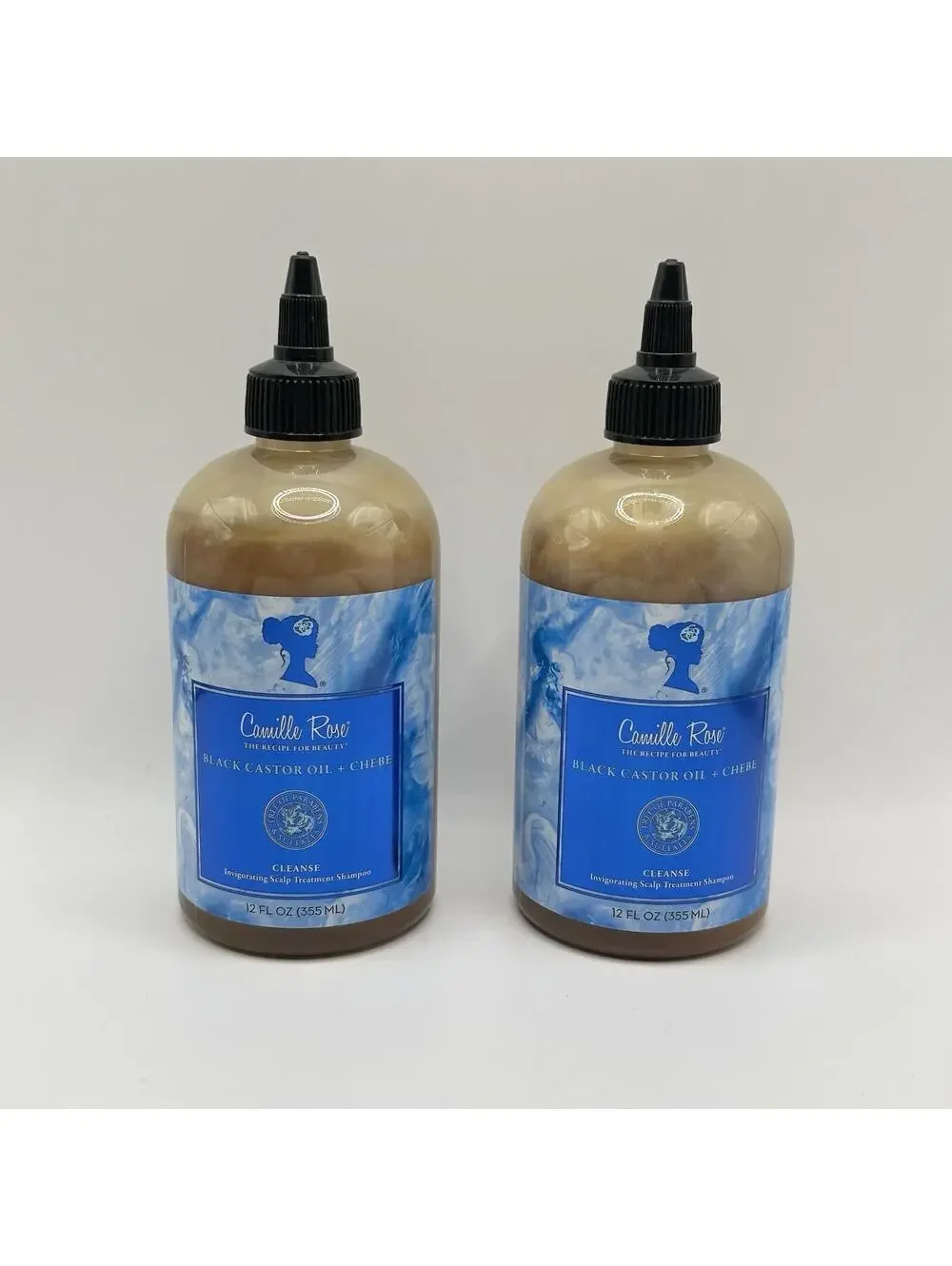 Lot of 2 Camille Rose Black Castor Oil Chebe Cleanse Scalp Treatment Shampoo